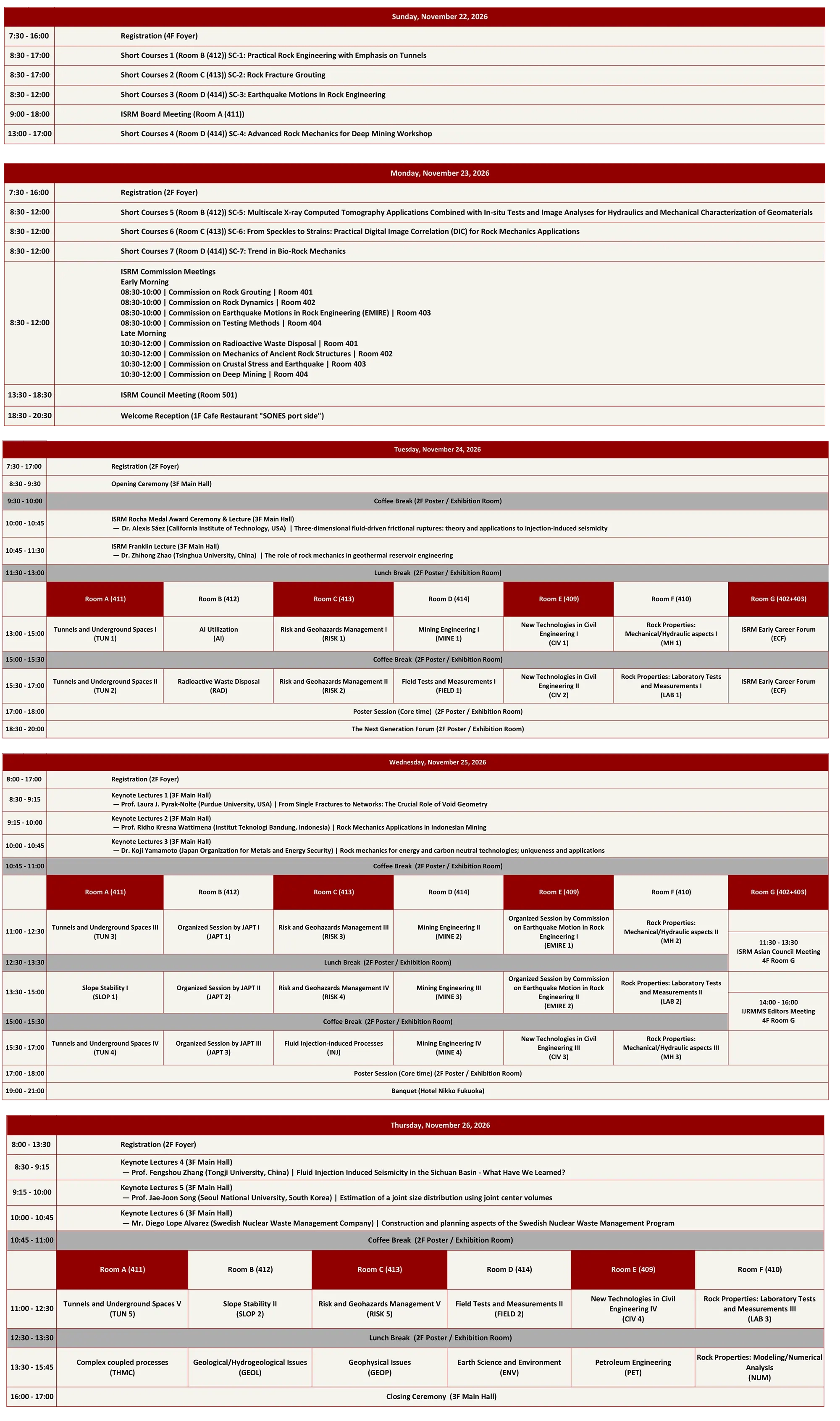 Timetable
