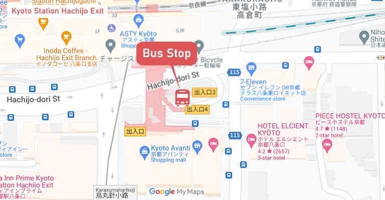 Bus Stop in front of the Kyoto Station Hachijo Exit